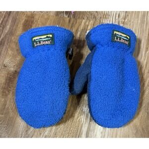 LL Bean Toddler Insulated Sherpa Lined Blue Mittens = Gloves - Size 12-24m 2T-4T